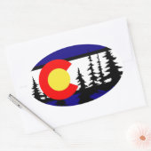 Colorado Vlag Tree Silhouette Ovale Sticker (Envelop)