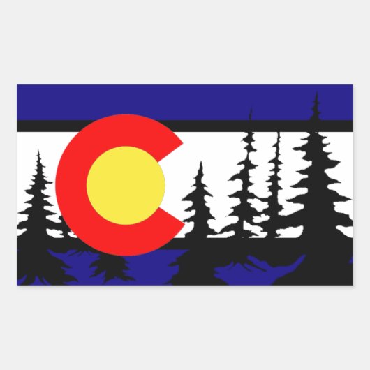 Colorado Vlag Tree Silhouette Rechthoekige Sticker (Voorkant)