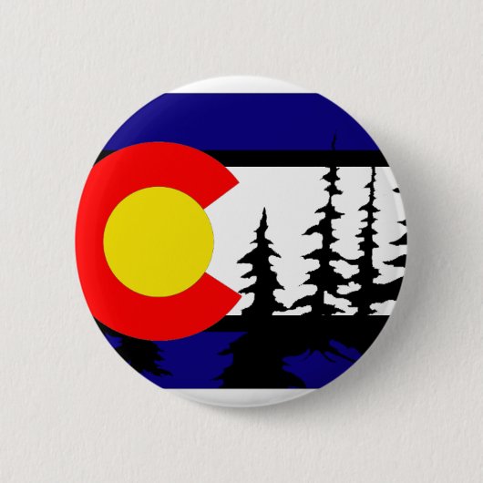 Colorado Vlag Tree Silhouette Ronde Button 5,7 Cm (Voorkant)