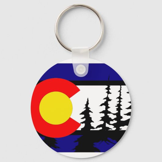 Colorado Vlag Tree Silhouette Sleutelhanger (Voorkant)