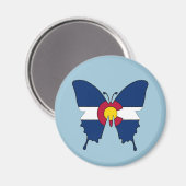 Colorado vlag vlinder ronde magneet (Voorkant / Achterkant)