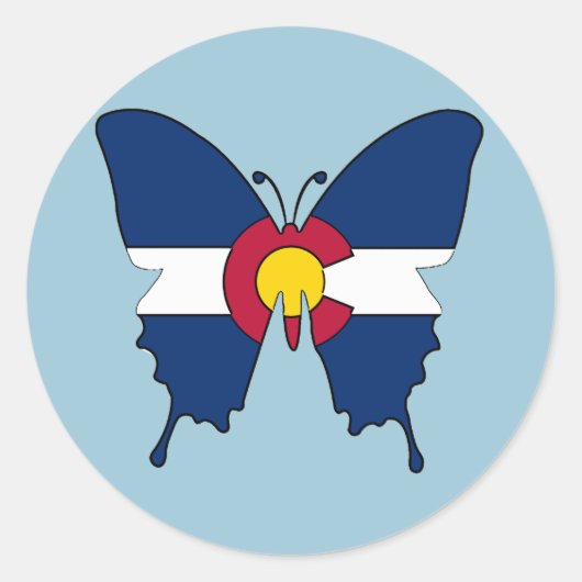 Colorado vlag vlinder ronde stickers (Voorkant)