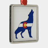 Colorado Vlag Wolf Metalen Ornament (Rechts)