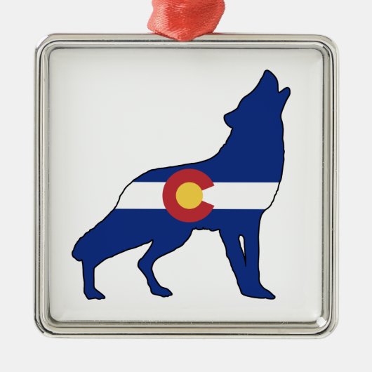 Colorado Vlag Wolf Metalen Ornament (Voorkant)