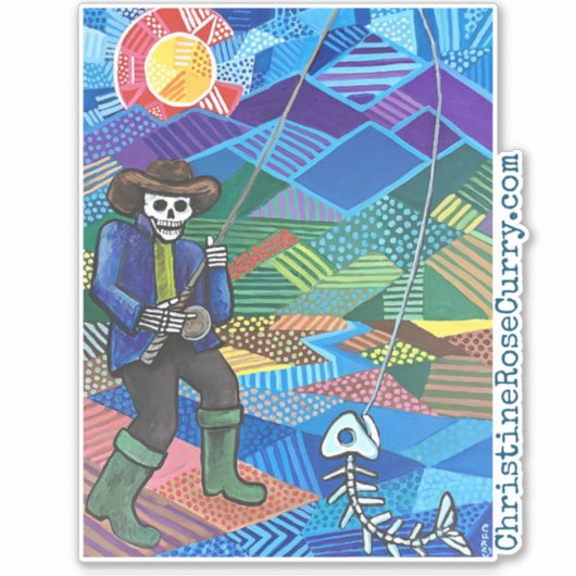 Colorado vliegvissen, koele schedel & skelet stijl sticker (Voorkant)