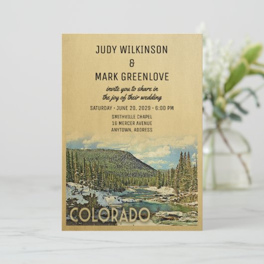 Colorado Wedding Invitation  Natuur Kaart (Staand voorkant)
