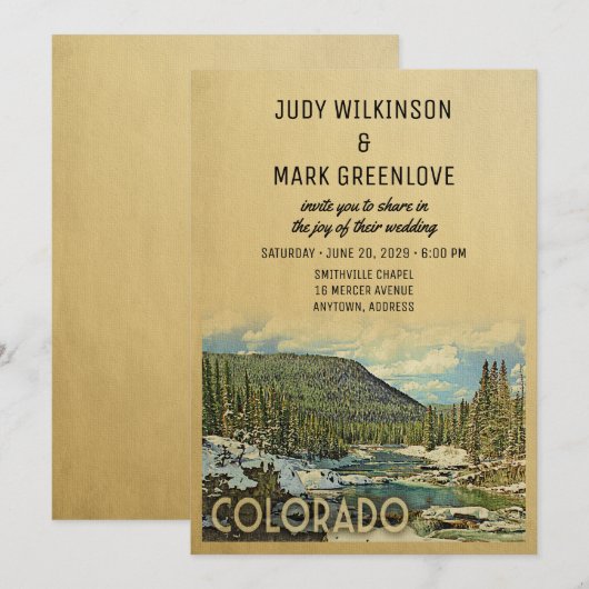 Colorado Wedding Invitation  Natuur Kaart (Voorkant / Achterkant)