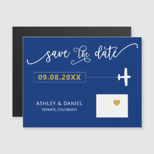Colorado Wedding Save the Date Kaart, Map Magnetische Uitnodiging