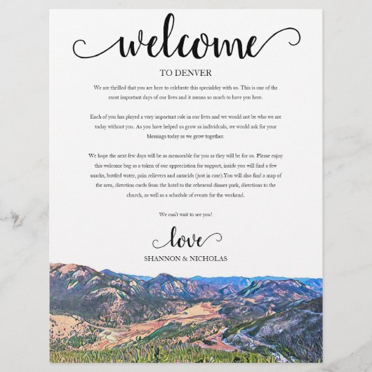 Colorado Wedding Weekend Welkomstreisroute (Voorkant)