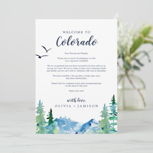 Colorado Wedding Welcome Letter & Itinerary (Staand voorkant)