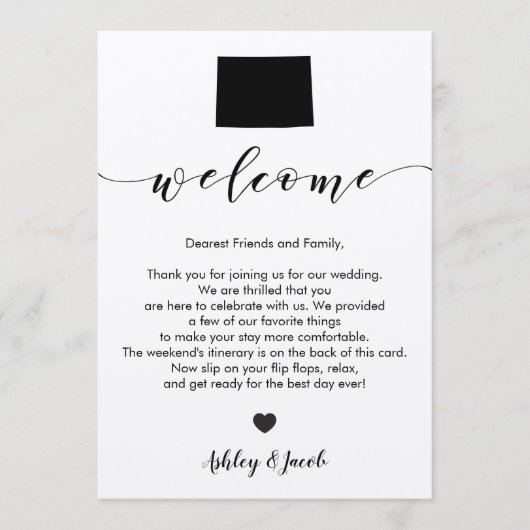 Colorado Wedding Welcome Letter & Itinerary Card Programmakaart (Voorkant)