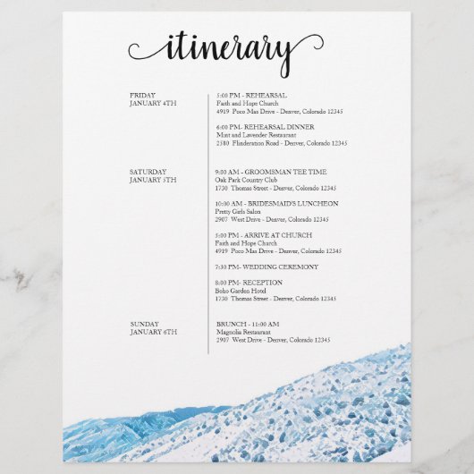 Colorado Winter Weddenschap Weekend Welkomstreisro (Achterkant)