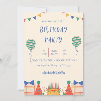 coloral illustrative birtdhay party invitation kaart
