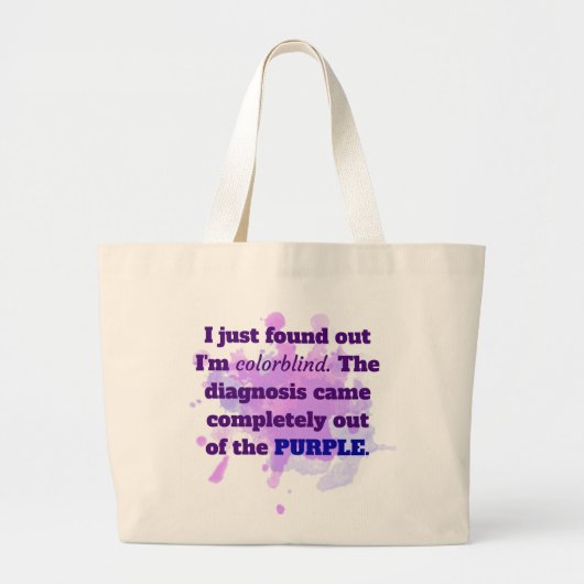Colorblind Funny Joke Paars Blue Grote Tote Bag (Voorkant)