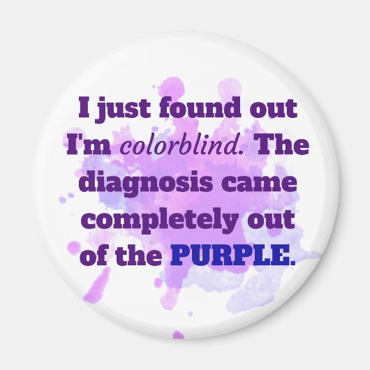 Colorblind Funny Joke Paars Blue Magneet (Voorkant)