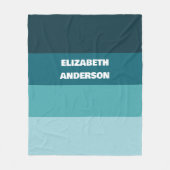 Colorblock Blauwgroen horizontale streep Fleece Deken (Voorkant)