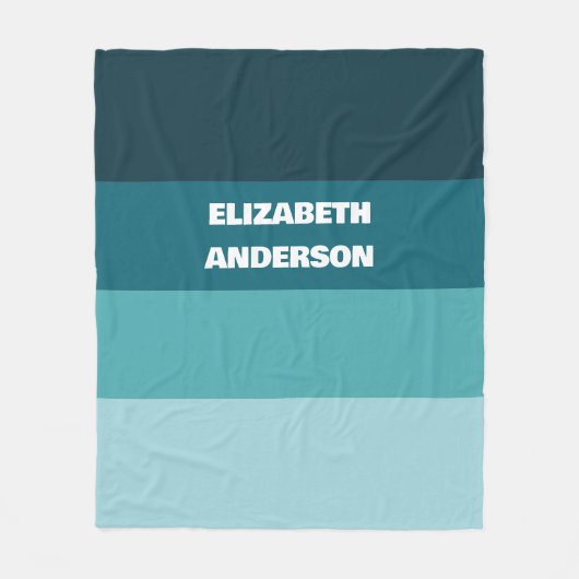 Colorblock Blauwgroen horizontale streep Fleece Deken (Voorkant)