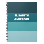 Colorblock Blauwgroen horizontale streep Notitieboek (Voorkant)