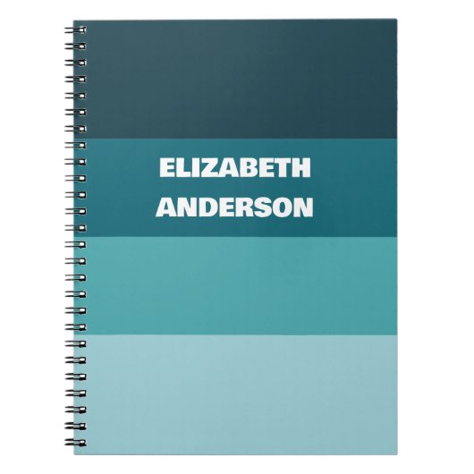 Colorblock Blauwgroen horizontale streep Notitieboek (Voorkant)