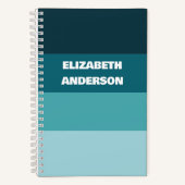 Colorblock Blauwgroen horizontale streep Notitieboek (Voorkant)