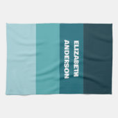 Colorblock Blauwgroen horizontale streep Theedoek (Horizontaal)
