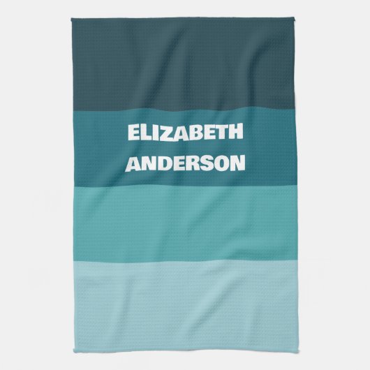 Colorblock Blauwgroen horizontale streep Theedoek (Verticaal)