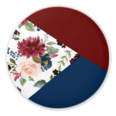 Colorblock Boho Bloom | Bourgogne en marinepatroon Keramische Knop (Voorkant)