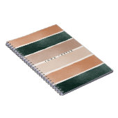 Colorblock Bruin & Groen Abstracte Strepen Monogra Notitieboek (Rechterzijde)