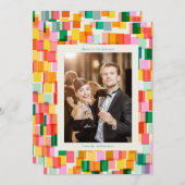 Colorblock Confetti Cheerful Modern New Year Feestdagenkaart (Voorkant / Achterkant)