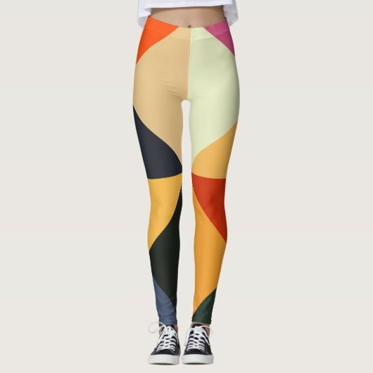 ColorBlock Geometric Art Leggings (Voorkant)