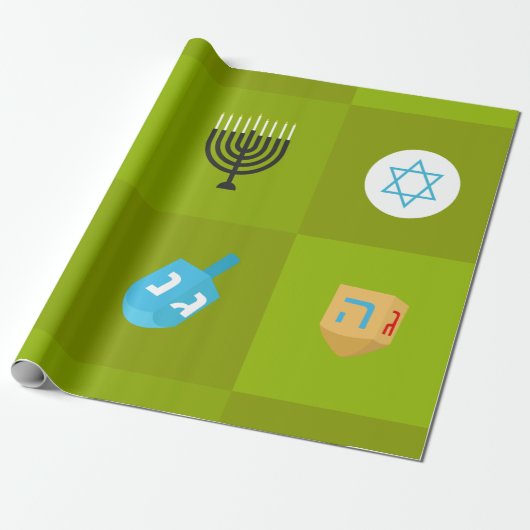 colorblock green hanukkah cadeaupapier (Uitgerold)