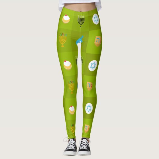 colorblock green hanukkah leggings (Voorkant)