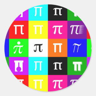 Colorblock Happy Pi Day wiskunde Geometrie Wetensc Ronde Sticker