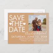 Colorblock Hearts Save the Date Photo Briefkaart (Voorkant / Achterkant)