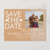 Colorblock Hearts Save the Date Photo Briefkaart (Voorkant)