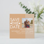 Colorblock Hearts Save the Date Photo Kaart (Staand voorkant)