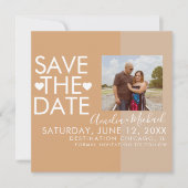 Colorblock Hearts Save the Date Photo Kaart (Voorkant)