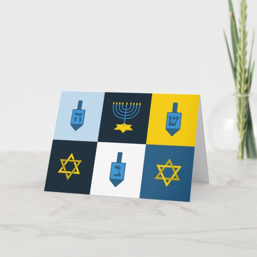 colorblock hebrew hanukkah feestdagen kaart (Voorkant)