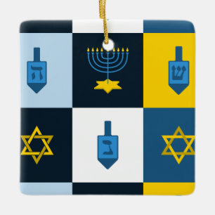 colorblock hebrew hanukkah keramisch ornament