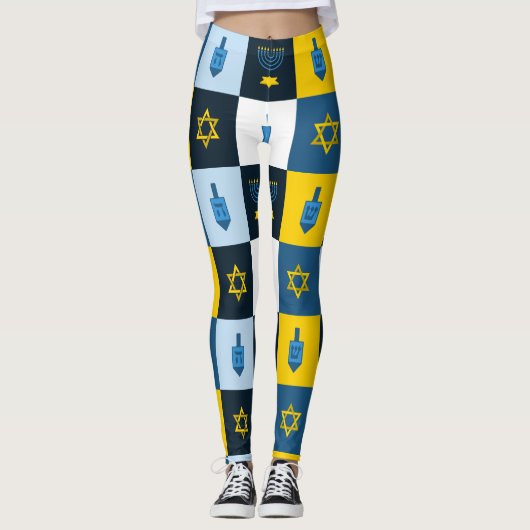 colorblock hebrew hanukkah leggings (Voorkant)