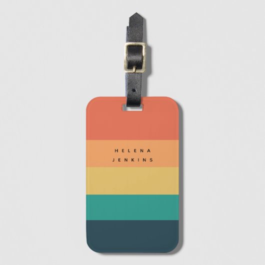 ColorBlock Horizontaal Gestreept Kleurrijk Monogra Bagagelabel (Voorkant (verticaal))