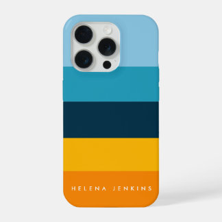 ColorBlock Horizontaal Gestreept Kleurrijk Monogra iPhone 15 Pro Case