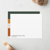 Colorblock Horizontal Stripe Trendy Modern Notitiekaartje (Voorkant / Achterkant in situ)