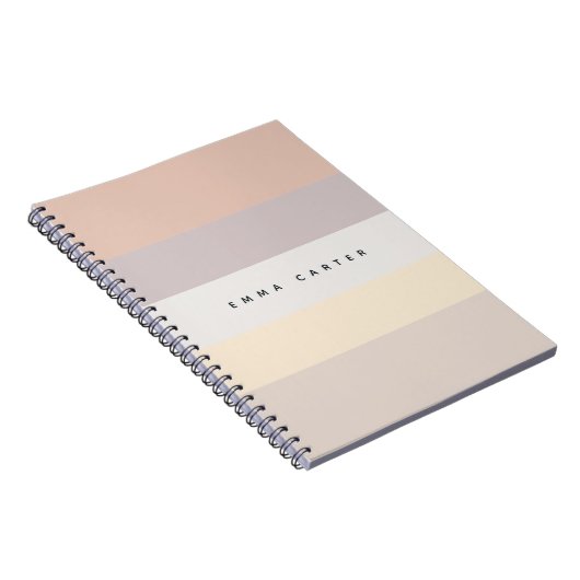 Colorblock Horizontale Pastelstrepen Monogram Notitieboek (Rechterzijde)
