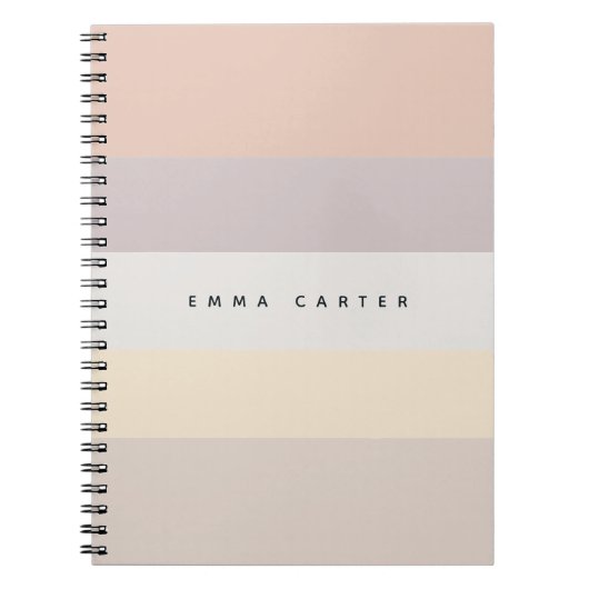 Colorblock Horizontale Pastelstrepen Monogram Notitieboek (Voorkant)