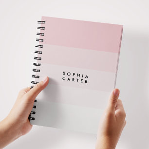 Colorblock Horizontale Roze Pastel Stripes Monogra Notitieboek
