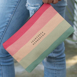 Colorblock Horizontale Stripe Roze en Groen Monogr Etui