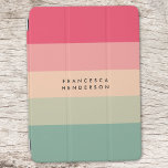 Colorblock Horizontale Stripe Roze en Groen Monogr iPad Air Cover<br><div class="desc">Een stijlvol kleurenblok met 5 horizontale strepen in roze,  perzikkleurige en groene tinten in een moderne minimalistische vormgeving. De tekst kan gemakkelijk met jouw naam of titel voor het perfect gepersonaliseerde cadeau of accessoire worden aangepast.</div>