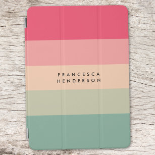 Colorblock Horizontale Stripe Roze en Groen Monogr iPad Air Cover