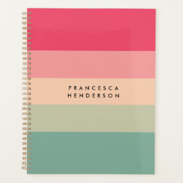 Colorblock Horizontale Stripe Roze en Groen Monogr Planner